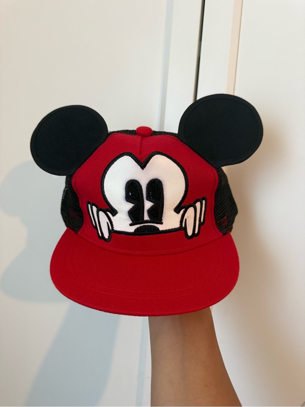 Red Mickey-Style Kids Cap with Ears